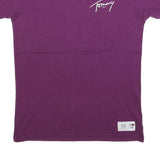 TOMMY JEANS Mens Purple Graphic T-Shirt XS Short Sleeve Crew Neck Signature Logo