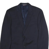 TOMMY HILFIGER Mens Navy Blue Classic Jacket M Cotton Blend Button Closure Plain