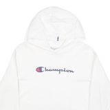 CHAMPION Mens White Pullover Hoodie M Cotton Blend Casual Sweatshirt