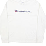 CHAMPION Mens White Pullover Hoodie M Cotton Blend Casual Sweatshirt