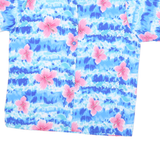LALEELA Womens Blue & Pink Hawaiian Shirt M Floral Casual Summer Beachwear