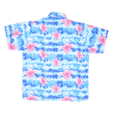 LALEELA Womens Blue & Pink Hawaiian Shirt M Floral Casual Summer Beachwear