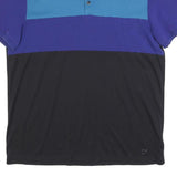 CALVIN KLEIN Mens Blue & Purple & Black Colourblock Short Sleeve Polo Shirt XL