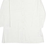 NAPAJIRI Womens White Cotton Blend Printed Top Long Sleeve Button Neck L