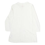 NAPAJIRI Womens White Cotton Blend Printed Top Long Sleeve Button Neck L