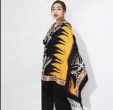 Anyyou 100% Merino Wool Yellow Buildings Silk Satin Large Winter Scarf Pashmina Shawl Bandana Perfect For Women Ladies Fashion Style
