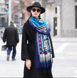 Anyyou 100% Merino Wool Sky Blue Silk Satin Large Winter Scarf Pashmina Shawl Bandana Perfect For Women Ladies Fashion Style