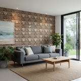 Anyhouz 10pcs Vinyl Wall Tiles – Brown Floral Sun Pattern Marble Design, Waterproof