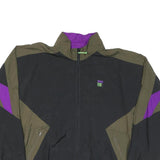 IN SPORT Womens Black & Khaki Purple Zip Up Nylon Jacket XL Colourblock Retro