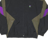 IN SPORT Womens Black & Khaki Purple Zip Up Nylon Jacket XL Colourblock Retro