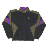 IN SPORT Womens Black & Khaki Purple Zip Up Nylon Jacket XL Colourblock Retro