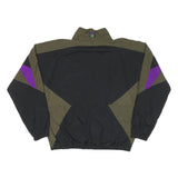IN SPORT Womens Black & Khaki Purple Zip Up Nylon Jacket XL Colourblock Retro