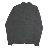 CALVIN KLEIN Mens Black & Grey Patterned Cotton Jumper Full Zip L Quilted Casual