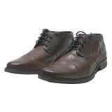 BUGATTI Mens Lace-Up Leather Ankle Boots Brown UK 9 Classic Dress Shoes