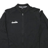 DIADORA Mens Black Track Jacket S Polyester Blend Plain Zip Lightweight