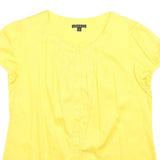 THEORY Womens Yellow Basic Top Short Sleeve Round Neck S Stylish Cotton Blend