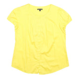 THEORY Womens Yellow Basic Top Short Sleeve Round Neck S Stylish Cotton Blend