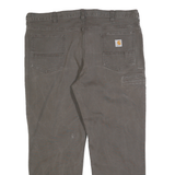 CARHARTT Mens Cotton Blend Relaxed Fit Brown Straight Trousers W42 L30 Workwear