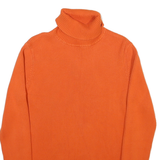 LAUREN RALPH LAUREN Womens Orange Plain Cotton Jumper Roll Neck Rib Knit M