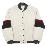 Womens Cream Black & Maroon Button Jacket L Polyester Blend Plain Casual