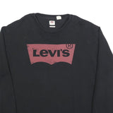 LEVI'S Mens Black Cotton Blend Crew Neck Sweatshirt XL Logo Print Casual