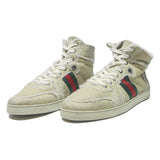 GUCCI Mens High Top Trainers Beige & Red & Green Synthetic UK 10 Luxury Fashion