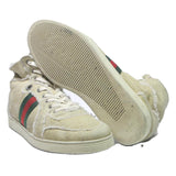 GUCCI Mens High Top Trainers Beige & Red & Green Synthetic UK 10 Luxury Fashion