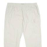 ATLAS FOR MEN Mens Cotton White Regular Drawstring Trousers W38 L30 Lightweight