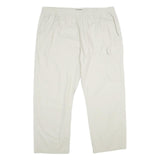 ATLAS FOR MEN Mens Cotton White Regular Drawstring Trousers W38 L30 Lightweight
