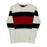 Tommy Hilfiger Striped Jumper - Large Black Cotton