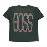Single Stitch Boss Spellout T-Shirt - XL Green Cotton