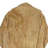 Mens Beige Faux Leather Jacket L Plain Zip Closure Classic Fit Biker Style