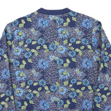 MISERICORDIA Womens Blue Floral Cotton Blend Jacket M Button Closure Bomber