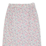 Womens White Floral Pattern Midi Woven Skirt M Casual Summer Everyday