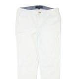 TOMMY HILFIGER Womens Cotton Blend White Slim Leg Trousers W32 L28 Zip Casual