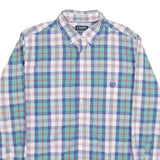 CHAPS Mens Blue Green Check Shirt XL Casual Cotton Button Down Long Sleeve