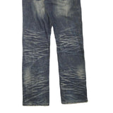 Mens Blue Regular Fit Denim Jeans W30 L32 Distressed Ripped Cotton Blend Zip