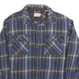 Mens Blue Green Check Cotton Shirt M Long Sleeve Casual Button Pocket