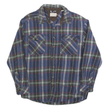 Mens Blue Green Check Cotton Shirt M Long Sleeve Casual Button Pocket