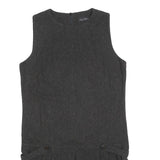ZARA Womens Grey Wool Blend Sleeveless Mini Dress L Pleated Design Elegant