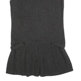 ZARA Womens Grey Wool Blend Sleeveless Mini Dress L Pleated Design Elegant