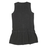 ZARA Womens Grey Wool Blend Sleeveless Mini Dress L Pleated Design Elegant