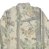 Mens Beige & Green Casual Cotton Shirt XL Long Sleeve Button Pocket Nature Print