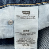 Levis 505 Jeans - 34W 32L Blue Cotton