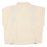 Womens Cream Black Check Basic Top Sleeveless Button Collar L Cotton Blend