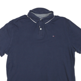 TOMMY HILFIGER Mens Navy Blue Short Sleeve Plain Polo Shirt M Cotton Blend