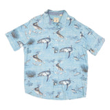 REDHEAD Mens Blue Fish Print Cotton Blend Shirt L Short Sleeve Casual Summer