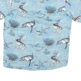 REDHEAD Mens Blue Fish Print Cotton Blend Shirt L Short Sleeve Casual Summer