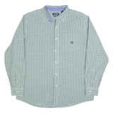 CHAPS Mens Green & Blue Checked Shirt XL Casual Cotton Blend Long Sleeve