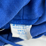 Reverse Weave Champion Hoodie - Small Blue Cotton